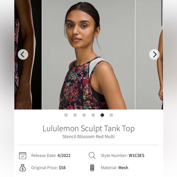 Lululemon Sculpt Tank Top Stencil Blossom Red Multi size L- gently used - Picture 7 of 10